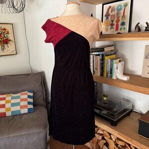 Vintage 70's Colorblock Terrycloth Midi Dress